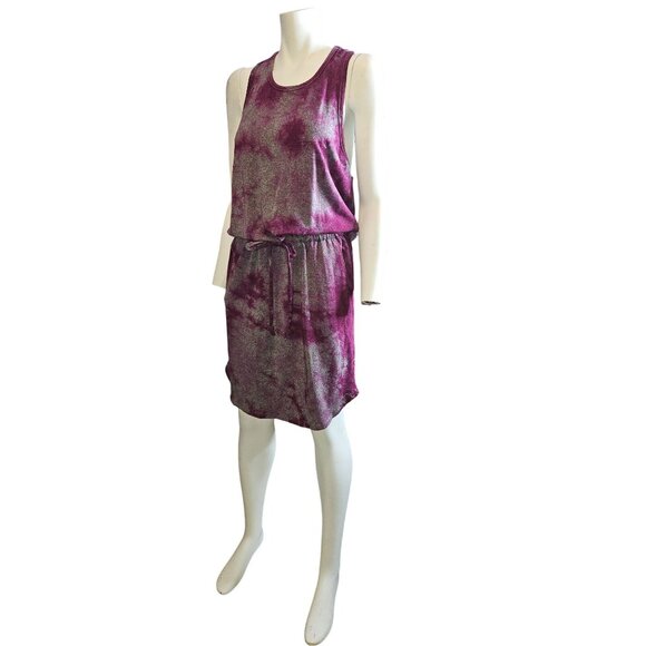 Sundry for Evereve Weekender Tie Dye Tank  Purple Knit Drawstring Dress Women L - Picture 4 of 7